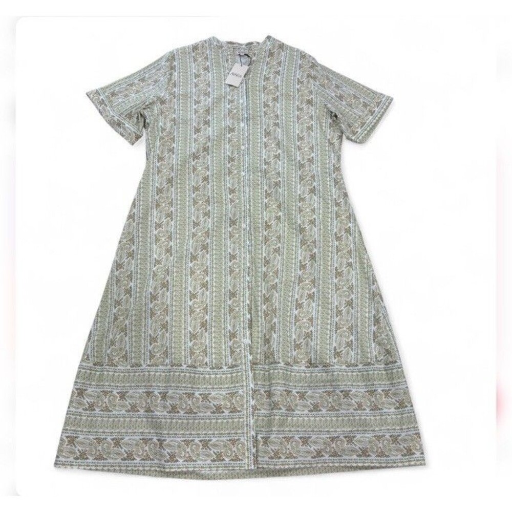 Avara Dress Size XXL Midi Maxi Green Short Sleeve Boho NWT Cotton Summer Spring
